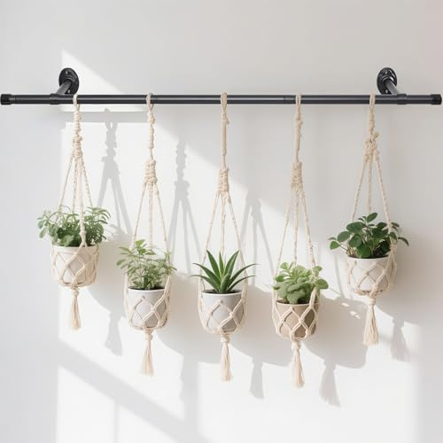 FASTDEPLE Hanging Planters for Indoor Plants, 150 CM Hanging Planters Rod for Outdoor Plants, Wall Plant Hanger for Window, Ceiling (Pots Not Included)