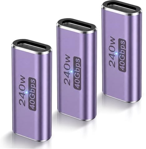 OTraki Accoppiatore USB C 40Gbps, 3 Pezzi 240W Adattatore USB C Femmina a Femmina Supporta Video 8K a 60Hz Connettore USB Tipo C per MacBook, per iPad Pro Air, per iPhone, per Samsung Galaxy