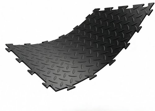 10x Gewerbeboden PVC Fliesen Raute 48x48cm - VDP I Garagenboden Fliesen I Garagenboden klickfliesen I Garagenfliesen I Industrieboden I Werkstattboden I rutschfest & wasserdicht schwarz