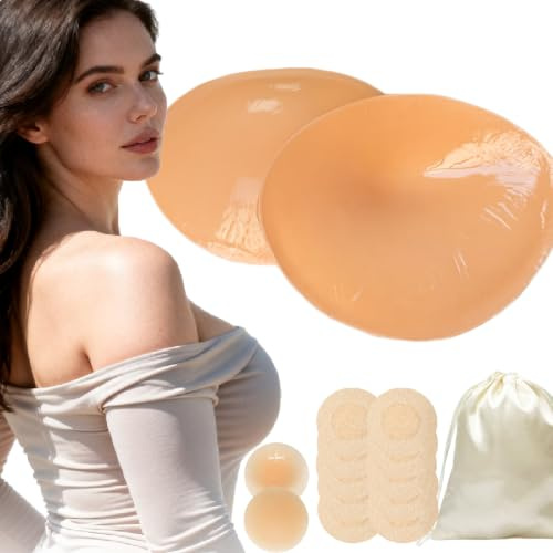 Wieysdoo Beidseitig Klebe BH-Einlagen, Selbstklebende Push-up Pads für mehr Volumen, Wiederverwendbare & Waschbare BH Pads