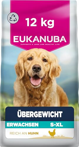 Eukanuba Overweight Diätfutter für Hunde mit Huhn, 12 kg | Special Care | Fettarmes Trockenfutter | zur Gewichtsreduktion | für Hunde, die zu Übergewicht neigen