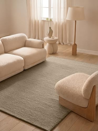 Ted Baker Wollteppich Diana - Natürlicher Wohnzimmerteppich, 100% Wolle, Handgewebt & Zeitlos, Naturfaser Teppich, Skandi Look für Wohnzimmer, Schlafzimmer, Esszimmer – Beige, 200x300 cm
