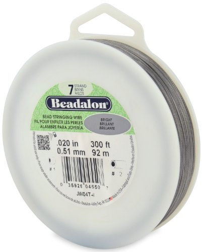 Beadalon 0.51 mm Diameter 92 m Reel 7 Strand Wire, Bright
