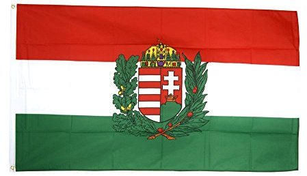 Flagge Ungarn mit Wappen - 60 x 90 cm