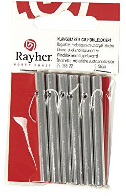 Rayher Klangstäbe, hohl, 6 mm ø, Länge 14 cm, Btl. 6 Stück, Windspiel Stäbe, Aluminiumstäbe, Windspiele, 2537022, Silber