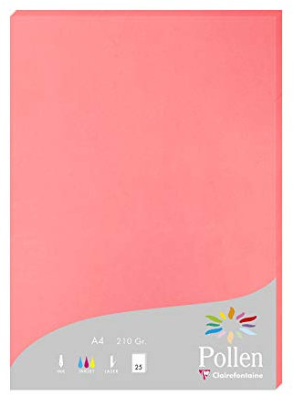 Clairefontaine 24235C Packung mit 25 Karten Pollen 210g, DIN A4, 21 x 29,7cm, Litschi