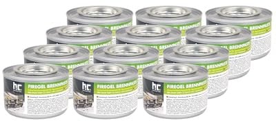 Höfer Chemie Lot de 12 Pâtes Combustibles de 200 g – Pâte à Brûler pour la Restauration et l'Usage Domestique, Bioéthanol, Réutilisable, Durée de Combustion 2,5 Heures