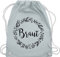 Turnbeutel Rucksack - Braut Blumenkranz schwarz - Unisize - Pastell Blau - gymsack jga tasche bridal shower rucksaecke junggesellenabschied frauen beutel junggesellinenabschied stoffrucksack damen