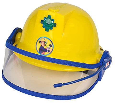 Simba 109252365 - Feuerwehrmann Sam Helm, Feuerwehrhelm mit Funktion, gelb, mit Licht und Sirenen Sound, Größeneinstellung möglich, D:23cm, für Kinder ab 3 Jahren