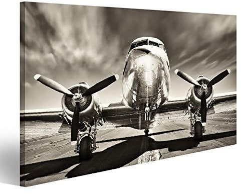 islandburner, Bild auf Leinwand Retro-Flugzeug - Leinwand Bild in verschiedenen Formaten für Wohnzimmer, Schlafzimmer oder Küche - Leinwandbilder, Wandbilder, Wand-Bilder Poster