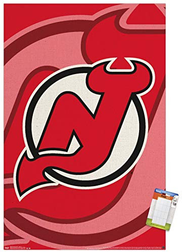 Trends International NHL New Jersey Devils - Logo 14 Wandposter, 37,4 x 56,8 cm, Premium Poster & Passepartout Bundle