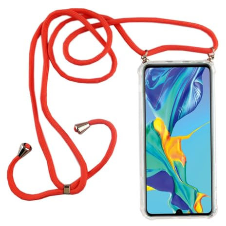 König Design Chaîne de téléphone portable compatible avec Huawei P30 Lite - Coque de protection pour smartphone avec cordon - Avec étui à suspendre, rose