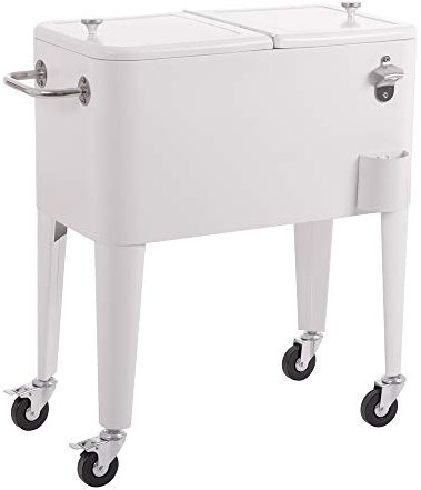 LOLAhome Nevera Porta Hielo para Barbacoa de Acero de 56 litros (Blanco)