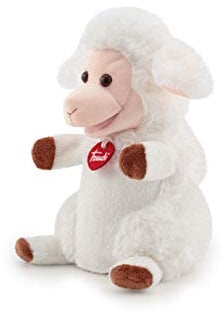 trudi Puppets 29838 Handpuppe Schaf ca. 27 cm (Größe S), Stofftier aus hochwertigen Materialien, liebevolle Details, sehr flauschig und weich, waschbar, Kuscheltier und Puppe für Kinder, Weiß