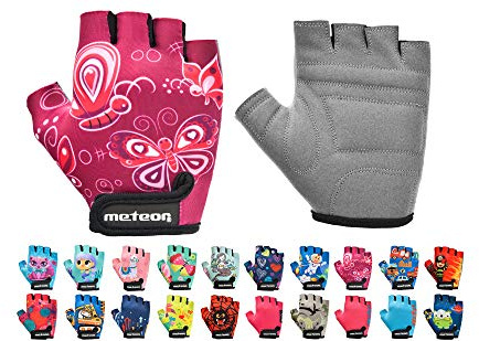 meteor Guanti da Ciclismo da Bambino con Corto Mezze Dita - Guanti da Ciclista per Bambini - Sicurezza Accessori - Mano Protect