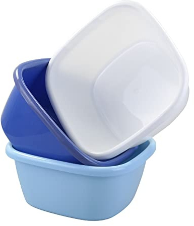 Parlynies 3 Pcs Large 19 Litre Washing Up Bowl, 34.5 x 34.5 x 16 cm, Plastic Wash Basin Multipurpose Bath Tub/Washing Tub Vegetable Fruit Wash Pan Dish for Kitchen Bathroom Household, Easy to Clean