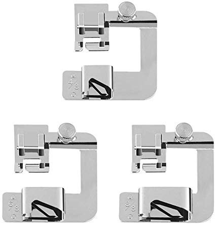 Pied Presseur pour Machine à Coudre à Ourlet,3 PCS Ourlet Roulé Étroit Pied-de-Biche 4/8 6/8 8/8 Pouces Pied-de-Biche à Large Ourlet Roulé pour Machines à cCoudre à Adaptateur à Tige Basse