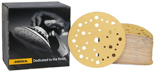 Mirka Gold Universal-Schleifpapier Ø 150mm Klett 37-Loch/Korn P150, 100 Stk/Zum Schleifen von Gips, Spachtel, Spanplatten, Holz, Lack