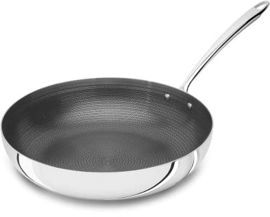Pentole Agnelli Padella Svasata Alta Alu-Inox 1907 con Interno acidato e Antiaderente PTFE, diam. 28cm