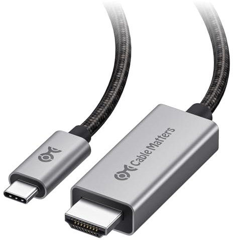 Cable Matters 48 Gbps Câble USB C vers HDMI 2.1-1,8m Compatible 4K 120Hz/8K 60Hz HDR - Compatible avec Les Ports Thunderbolt 4/3-La résolution maximale sur Tout Mac Via cet Adaptateur est de 4K@60Hz
