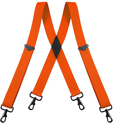 Buyless Fashion Hosenträger für Herren - 48 verstellbare Träger 1 1/4 - X Rücken mit schwarzen Haken - 5141-Orange