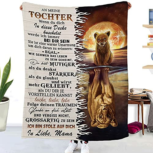 Personalisierte Flanell Kuscheldecke,An Meine Tochter Decke Von Mama,Deutsche Briefdecke Nachricht Luftpost Wohndecke Couch Bett Tv-Decken Geburtstagsgeschenk(Mutter An Meine Tochter E,150×220cm)