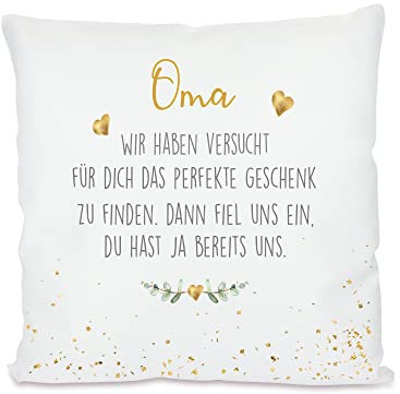 Manufaktur Liebevoll I Kissen mit Sprüchen I Besondere Geschenkidee als Dankeschön, zum Geburtstag und zu Weihnachten (Kissenbezug Oma, wir haben versucht )