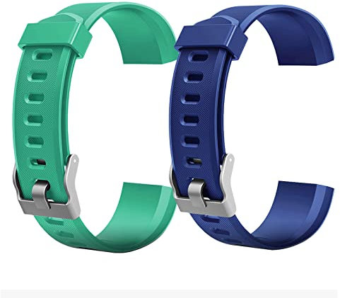Aunis 1/2pcs Id115plus Hr Replacement Strap, Colorful Watchband for Fitness Tracker Watch, Watch Band Replacement Accessory for Id115plus Hr Smart Watch (Green+Blue)