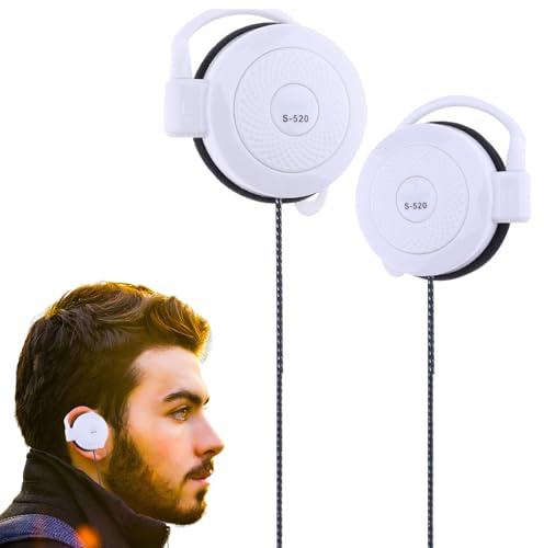 Pomurom Auriculares con clip con cable | Auriculares 3,5 mm Plug Over-Ear - Compatible con MP4 y la mayoría los teléfonos móviles para correr, senderismo, ejercicio y para la vida diaria