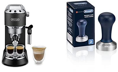De'Longhi Dedica Style, Machine expresso pour préparer des boissons café et lactées, EC685BK, 1L Noir & DLSC058-Tasseur de café en acier inoxydable