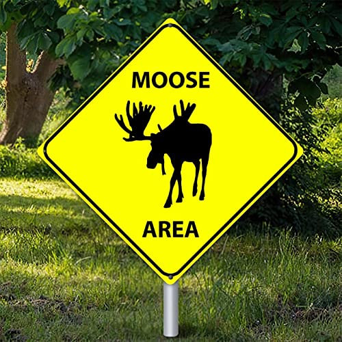 Yelolyio Elchbereich, Vintage-Schild, dekorative Schilder, Tiere, Aluminiumschild, Elch, Tierliebhaber, lustiges Aluminium-Kunstschild, Vorsicht, Straßenschild, 38,1 x 38,1 cm, Tierschild für Straße