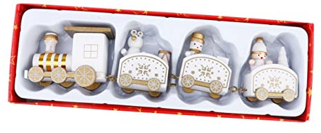 Abaodam Holzhandwerk Weihnachten Holzzug Geschenke Holzschnitzerei Set Adornos para Mesa De Miniatur Weihnachtsornament-Sets Holzzug Ornament Mini-Zug Deko-Set Für Weihnachtsfeier Mini