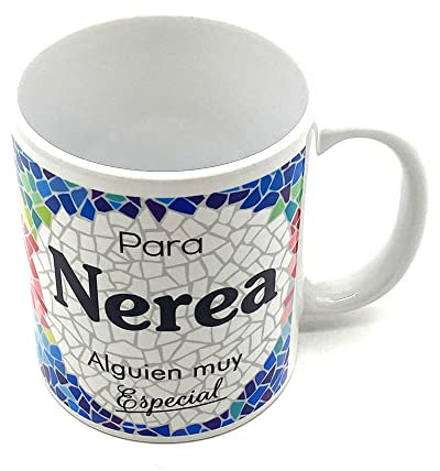 PLUS HOME Taza personalizada con nombre. Regalos personalizados con nombre y texto. Tazas con frases originales.NEREA