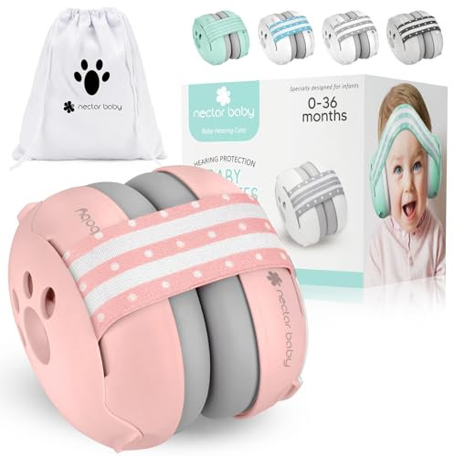 Paraorecchie per bambini, protezione dal rumore, riduzione del suono di 25 dB, per neonati e bambini da 0 a 36 mesi, cuffie regolabili per cancellazione del rumore, essenziali da viaggio per aereo