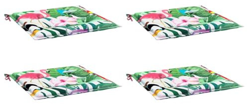 vidaXL Lot de 4 Coussins de Chaise de Jardin, Galettes de Siège Antidérapantes, Décoration Terrasse Patio Extérieur, Multicolore 40x40x4 cm