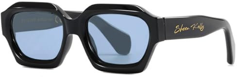 Retro-Sonnenbrille Dick Sechseckig für Herren Damen Trendig übergroß Quadratisch Klobig Schwarz 90er Jahre Brille
