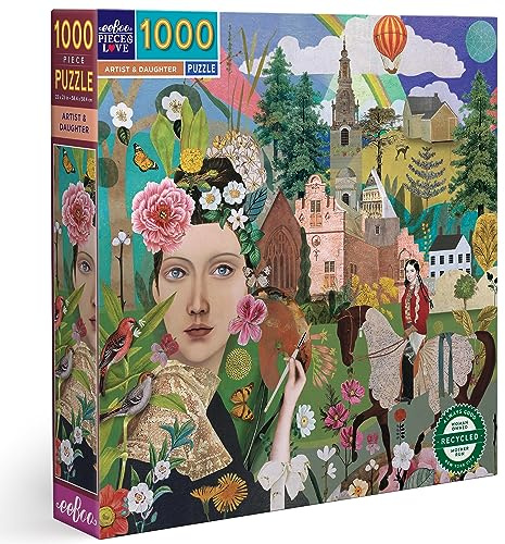 eeBoo Piece & Love: Artist & Daughter – 1000 Teile Puzzle – Erwachsenen-Puzzle, quadratisch, 23 x 23 cm, inkl. Bildreferenzeinsatz, glänzende Teile