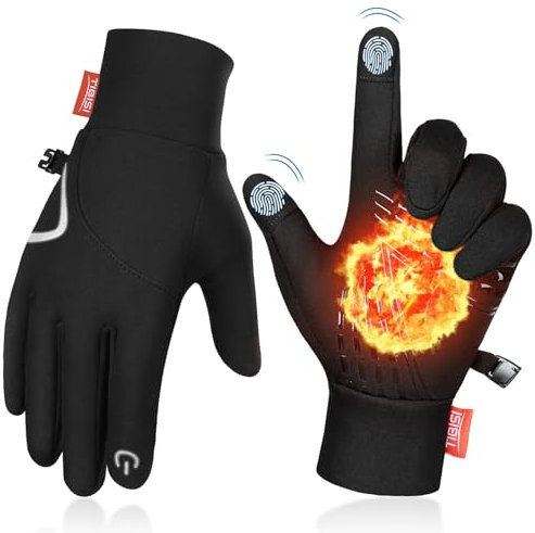 Benirap Fahrradhandschuhe Herren Damen Warme Winterhandschuhe Wasserabweisende Touchscreenhandschuhe Winddichte Laufhandschuhe rutschfeste Sporthandschuhe zum Laufen, Radfahren, Klettern -TM01,L