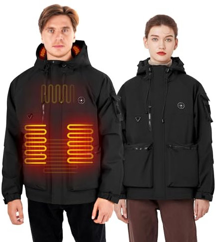 Veste Chauffante Homme avec Batterie Manteau Chauffant Homme et Femme Softshell avec 6 Zones de Chauffage