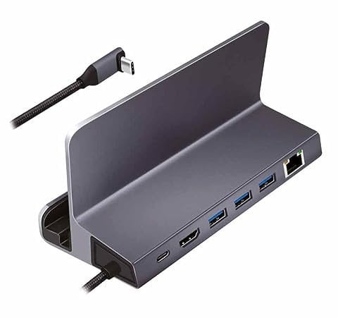 Station d'accueil USB 3.2 Gen1 6 ports avec USB PD (PowerDelivery 100 W) en aluminium, support pour tablettes, smartphones et manettes