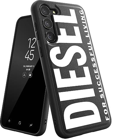 Diesel Schutzhülle für Samsung Galaxy S23 Plus, Schwarz-Weiß-Design, stoßfester Fallschutz, erhöhte Kanten, Schutzhülle