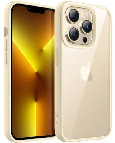 JETech Case for iPhone 13 Pro Max 6.7-Inch, Shockproof Phone Bumper Cover, Solid Color Matte TPU Frame, Anti-Scratch Clear Back (Beige)