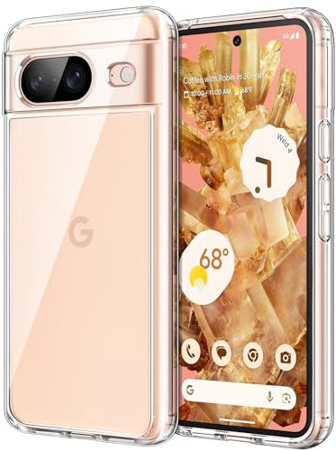 JETech Hülle für Google Pixel 8 6,2 Zoll 2023, Nie Vergilbung Stoßfest Handyhülle, Anti-Kratzt Harte PC Rückseite Schutzhülle (Durchsichtig)