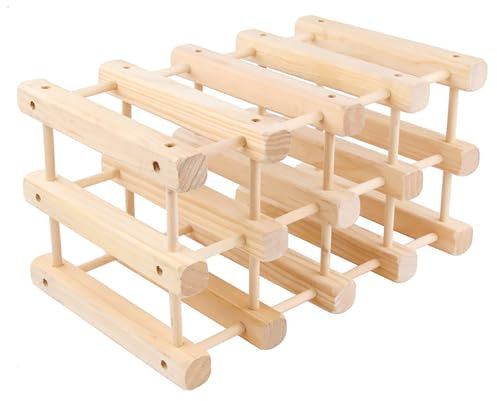 Yinghesheng Botellero Madera, Estantes para Vino, Soporte de Almacenamiento para Botellas de Vino, Vinoteca de Madera Maciza Ideal para Mesa en Cocina, Bar, Salón, Comedor,12 Bottles