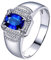 Trauringe 750, Hochzeitsringe Modern Mode 4 Prong Labor Geschaffener Saphir 1.2ct Ovale Form Blau Verlobungsring Größe 67 (21.3) 18 Karat Weißgold