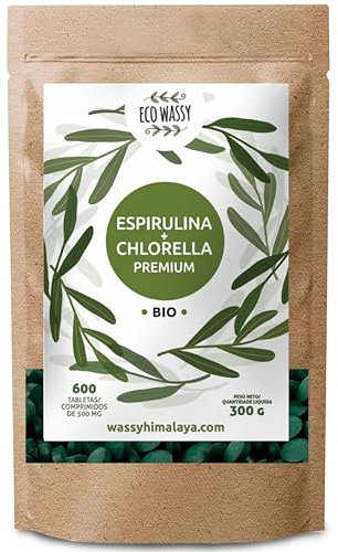 600 Comprimidos De Chlorella Y Espirulina. Dosis Máxima 6000mg. Energía Natural, Certificado. [vegano - Saciante - Detox] Alto Contenido De Proteínas. Superfood Rica En Clorofila Sin Aditivos.