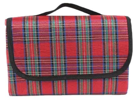 IUDWCG 1 Pcs Picknickdecke, 80 x 150 cm Stranddecke Picknickdecke wasserdichte Picknickdecke isolierte Stranddecke für Picknick, Wandern, Camping, Strand (rot kariert)