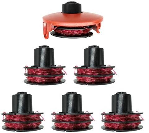 luolety Trimmerspule für AL-KO 112966, 1,6 mm 8,3 m Spulenschnur, kompatibel mit GTE 350, GTE450, GTE550-4003718045727 mit RS0010 Abdeckung (6 Spulen + 1 Kappe)