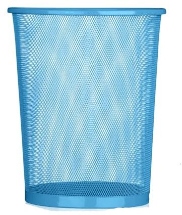 ARA CHOICE Colourful Metal Mesh Waste Bin Rubbish Paper Net Basket Home Office Durable and easy to use Recycling Bin for Bedrooms Multi Colour. (Sky Blue)