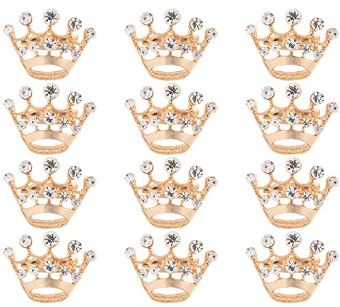12 StüCk Goldene Kronen Brosche Mit Strass Elegante Anstecknadeln FüR Hochzeiten Und Partys Vielseitiges Accessoire FüR Damen